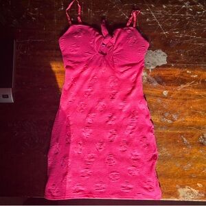 Hot Pink Fashionnova midi bodycon dress